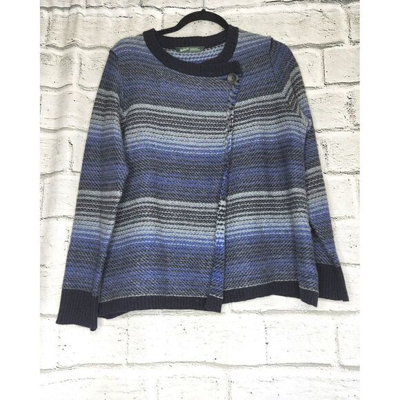 Woolrich Pearce Striped Lambs Wool Blend Cardigan Deep Indigo Blue Women Medium - Picture 1 of 7